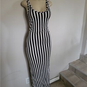 Black and White Striped Maxi Dress